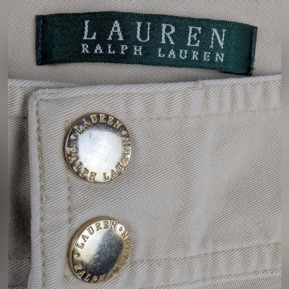 Lauren Ralph Lauren Chino Khaki Pants Size 4 With 2 Tiny Bleach Spots On Leg - Picture 2 of 14